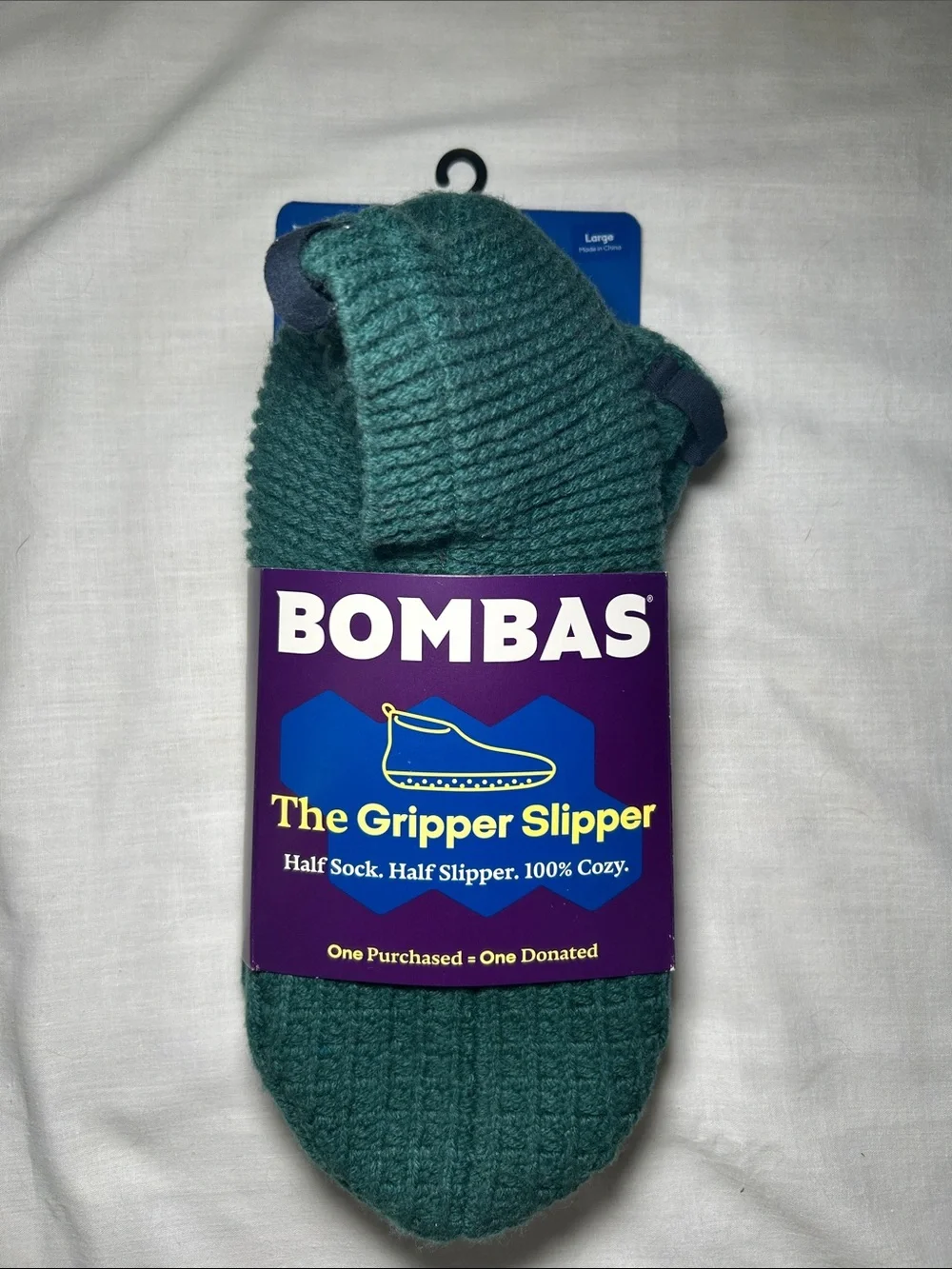 Bombas The Gripper Slipper Half-Sock in Teal Green